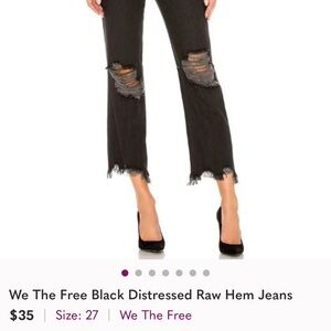 We The Free Black Distressed Raw Hem Jeans